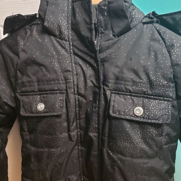 Sportek Girls Black Sparkle Winter Jacket 10 12 - Picture 2 of 5